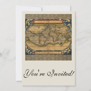 Weltkarte Antique Ortelius Einladung