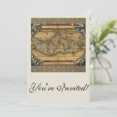 Weltkarte Antique Ortelius Einladung (Stehend Vorderseite)