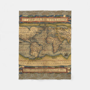 Weltkarte Antique Ortelius Fleecedecke