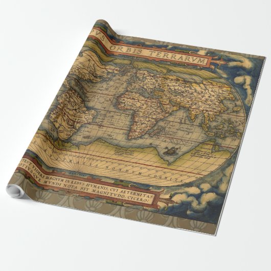 Weltkarte Antique Ortelius Geschenkpapier (Ungerollt)