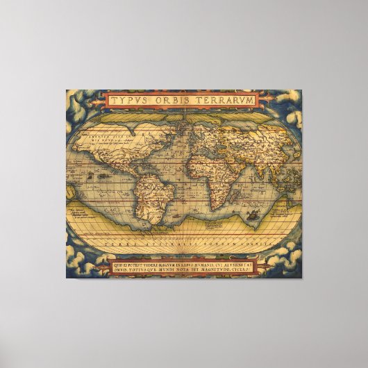 Weltkarte Antique Ortelius Leinwanddruck (Vorderseite)