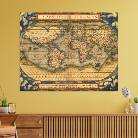 Weltkarte Antique Ortelius Leinwanddruck (Insitu (Wohnzimmer))
