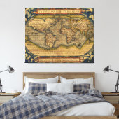 Weltkarte Antique Ortelius Leinwanddruck (Insitu (Schlafzimmer))