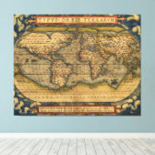 Weltkarte Antique Ortelius Leinwanddruck (Insitu (Holzboden))