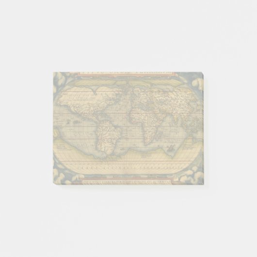 Weltkarte Antique Ortelius Post-it Klebezettel (Vorderseite)