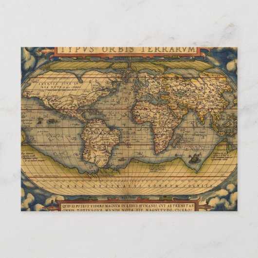 Weltkarte Antique Ortelius Postkarte (Vorderseite)