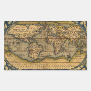 Weltkarte Antique Ortelius Rechteckiger Aufkleber
