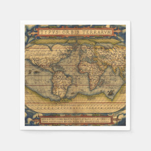 Weltkarte Antique Ortelius Serviette