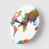 Weltkarte Aquarell 18 Runde Wanduhr (Winkel)