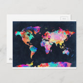 Weltkarte Aquarell 21 Postkarte (Vorne/Hinten)