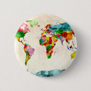 Weltkarte-Aquarelle Button