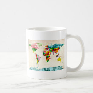 Weltkarte-Aquarelle Kaffeetasse