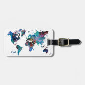 Weltkarte Aquarellmalerei Custom Monogram Gepäckanhänger (Vorderseite horizontal)