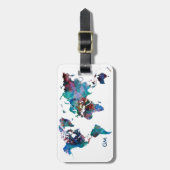 Weltkarte Aquarellmalerei Custom Monogram Gepäckanhänger (Vorderseite vertikal)