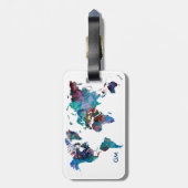 Weltkarte Aquarellmalerei Custom Monogram Gepäckanhänger (Rückseite vertikal)