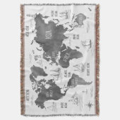 Weltkarte Art Schwarz-weiß Nautic Decke (Vorderseite Vertikal)