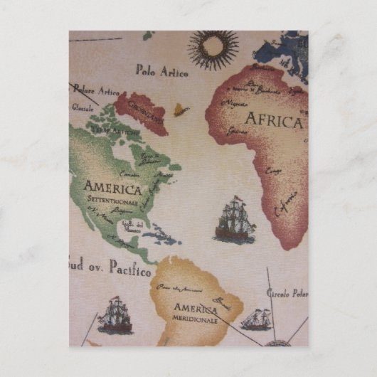 Weltkarte — Atlantik Postkarte (Vorderseite)