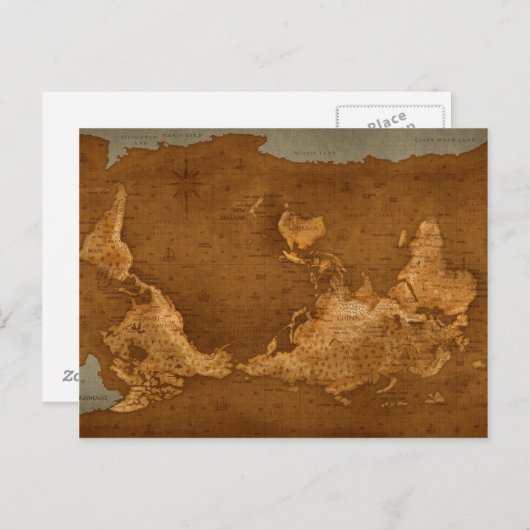 Weltkarte - Auf den Kopf gestellt Postkarte (Vorne/Hinten)