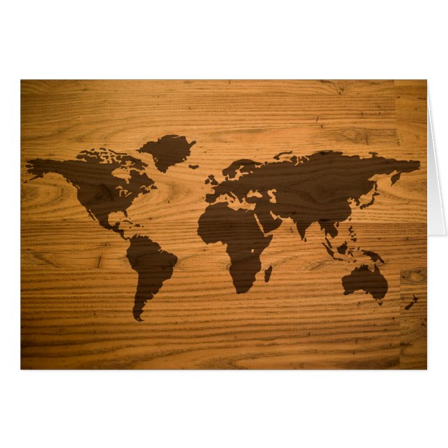 Weltkarte auf hölzernem Korn (Vorderseite (Horizontal))