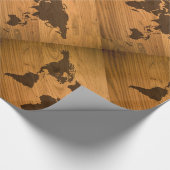Weltkarte auf hölzernem Korn Geschenkpapier (Ecke)