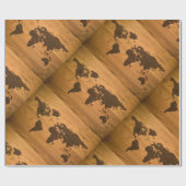 Weltkarte auf hölzernem Korn Geschenkpapier (Flach)