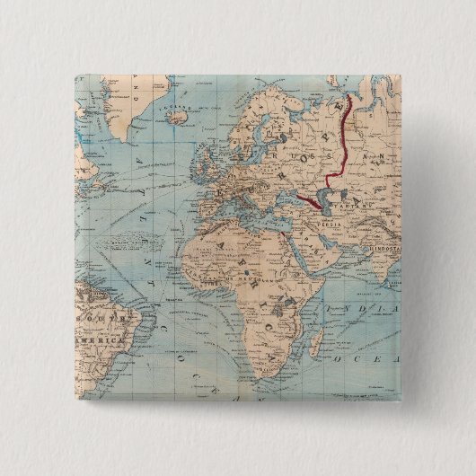 Weltkarte auf Mercators Projektion Button (Vorderseite)