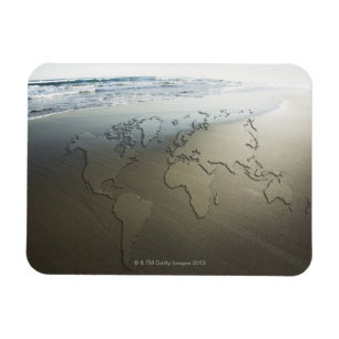Weltkarte auf Sand Magnet