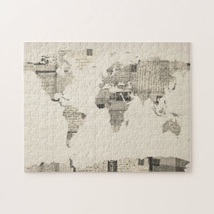 Weltkarte aus alten Postkarten Puzzle