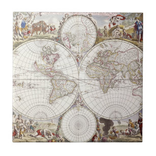 Weltkarte aus Atlas Maior Fliese