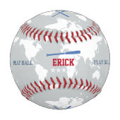 Weltkarte Baseballer personalisiert Baseball (Vorderseite)