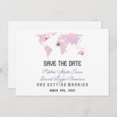 Weltkarte "Benutzerdefiniertes Ziel" Save the Date (Vorne/Hinten)