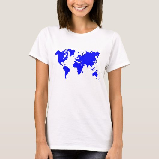 Weltkarte - Blau T-Shirt (Vorderseite)
