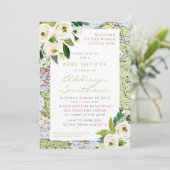 Weltkarte Blumengrenzengeschlecht - Neutrale Babyd Einladung (Stehend Vorderseite)