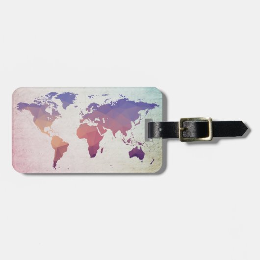 Weltkarte | Bunte Polygone Gepäckanhänger (Vorderseite horizontal)
