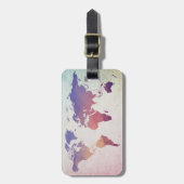 Weltkarte | Bunte Polygone Gepäckanhänger (Vorderseite vertikal)