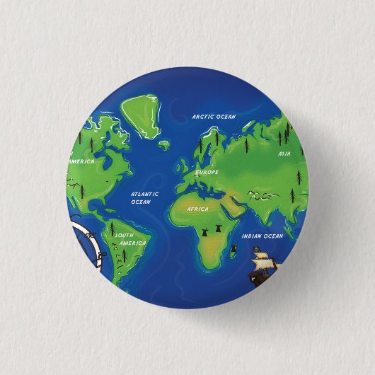 Weltkarte Button (Vorderseite)