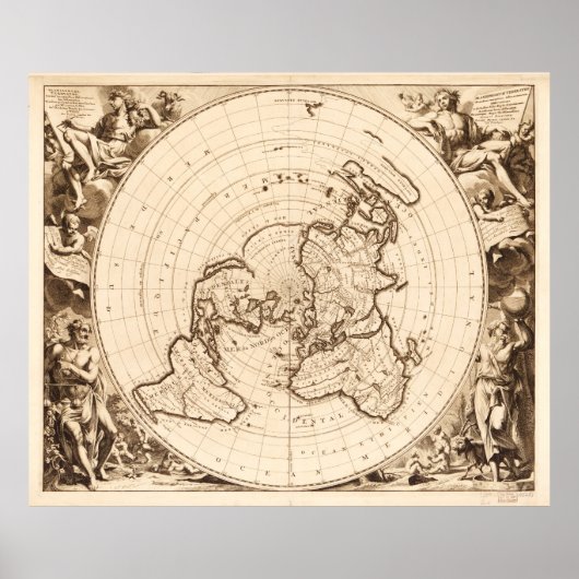 Weltkarte ca. 1713 (Planisphere Terrastre) Poster (Vorne)
