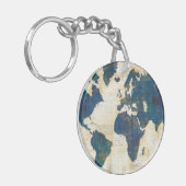 Weltkarte-Collage Schlüsselanhänger (Vorderseite links)