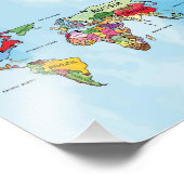 Weltkarte der Aquarellbilder Fotodruck (Ecke)