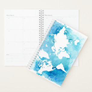 Weltkarte der Aquarellbilder in der Blues Planer