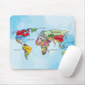 Weltkarte der Aquarellbilder Mousepad (Mit Mouse)