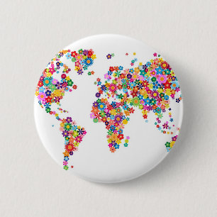 Weltkarte der Blume Button