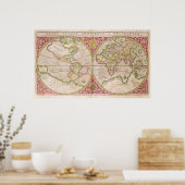 Weltkarte der Doppelhalbkugel, 1587 Poster (Küche)