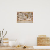 Weltkarte der Doppelhalbkugel, 1587 Poster (Küche)