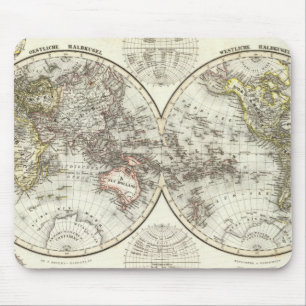 Weltkarte der Doppelhalbkugel Mousepad
