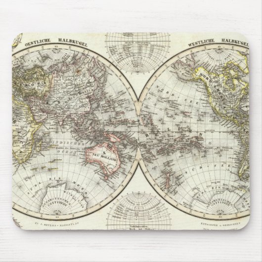 Weltkarte der Doppelhalbkugel Mousepad (Vorne)