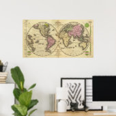 Weltkarte der Doppelhemisphäre Poster (Heimbüro)