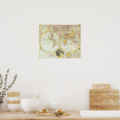 Weltkarte der Doppelhemisphäre Poster (Küche)