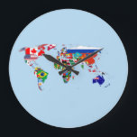 Weltkarte der Flaggen Acrylmauer-Uhr Große Wanduhr<br><div class="desc">Weltkarte der Flaggen Acrylmauer-Uhr</div>