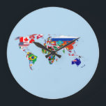 Weltkarte der Flaggen Acrylmauer-Uhr Große Wanduhr<br><div class="desc">Weltkarte der Flaggen Acrylmauer-Uhr</div>